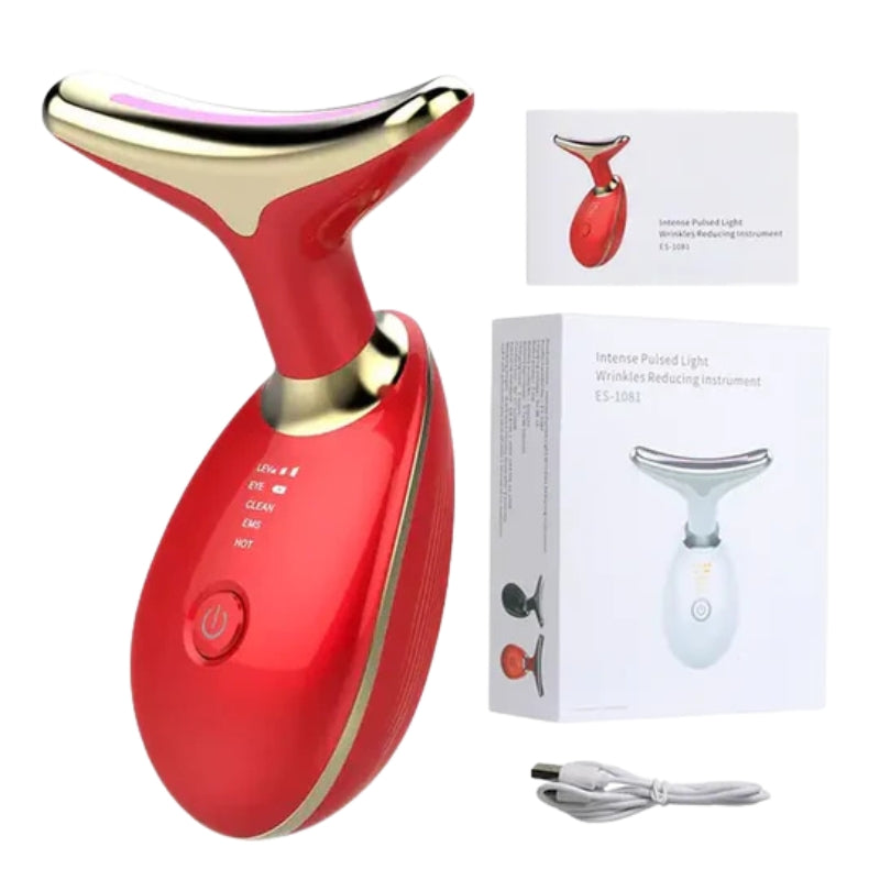 Stornfield anti-wrinkle facial massager with LED light therapy for face and neck