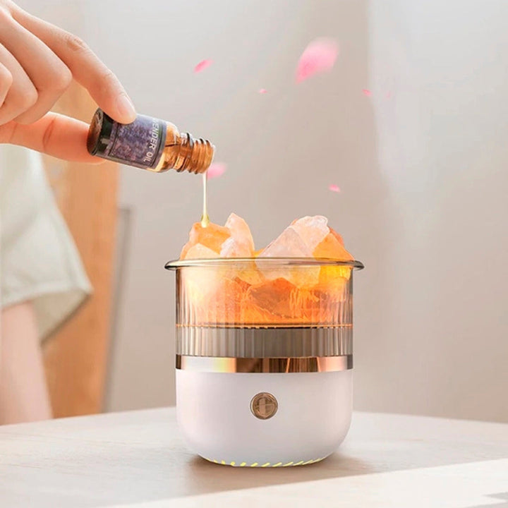 SereniGlow Crystal Salt Humidifier | USB Aroma Diffuser – Night Light & Air Purifier – For Relaxation, Stress Relief & Improved Air Quality Stornfield