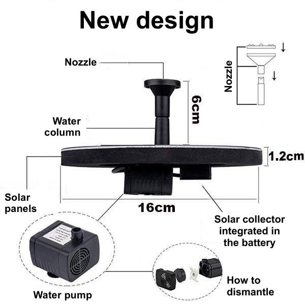 Stornfield | Solar Bionic Fountain for Gardens Birth Bath for Floor / Ground