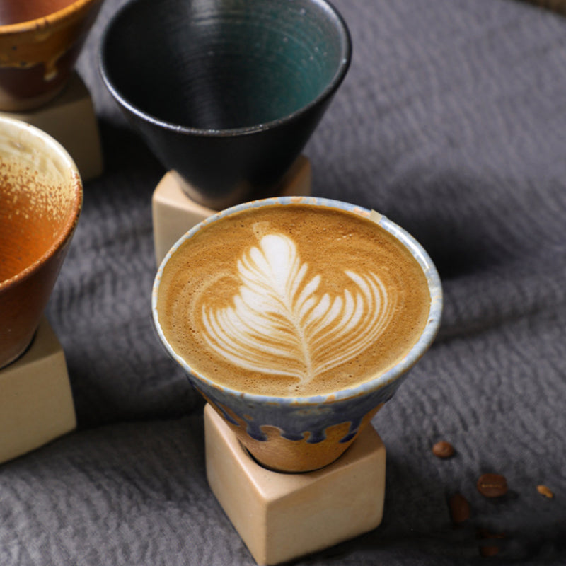 Coarse Pottery Coffee Mug with Conical Seam Base Cup & Base Set | Stornfield