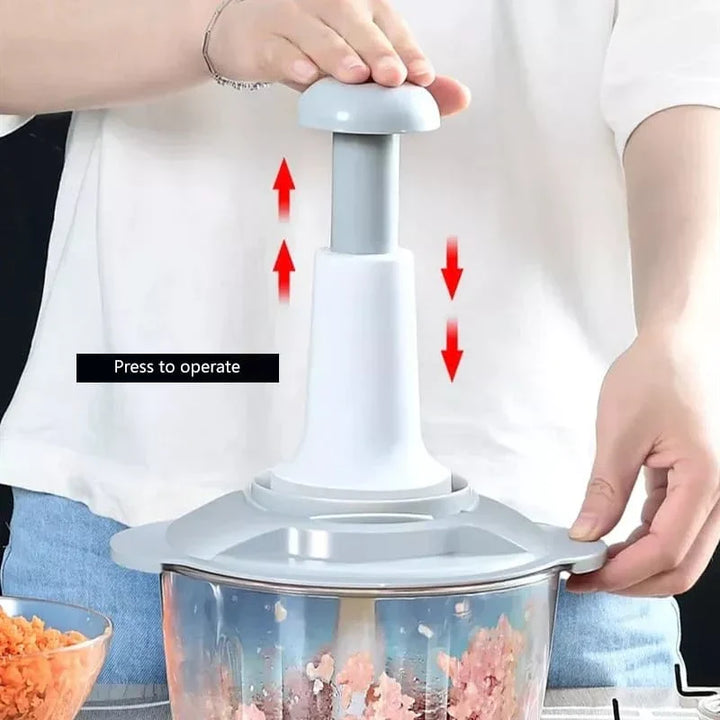 Manual Food Chopper, 1500ML Speedy With 4 Curved Stainless Steel Blades Stornfield