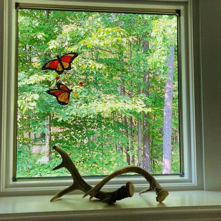 Stained Monarch Butterfly Glass Window Decor | Stornfield