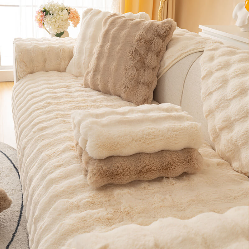 Ultra-soft rabbit plush sofa cushions for cozy elegance | Stornfield