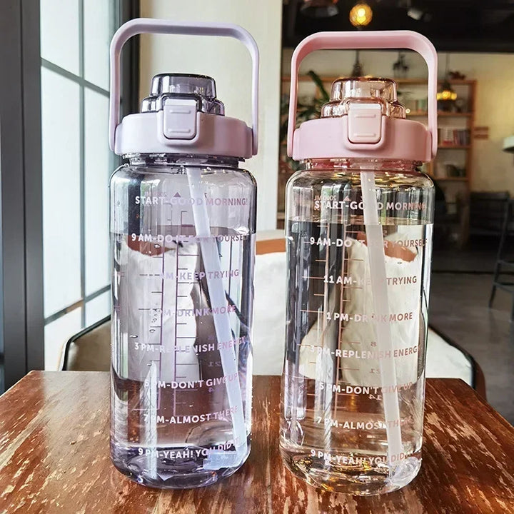 Stornfield | 2L Portable Sports Water Bottle with Straw and Time Markings
