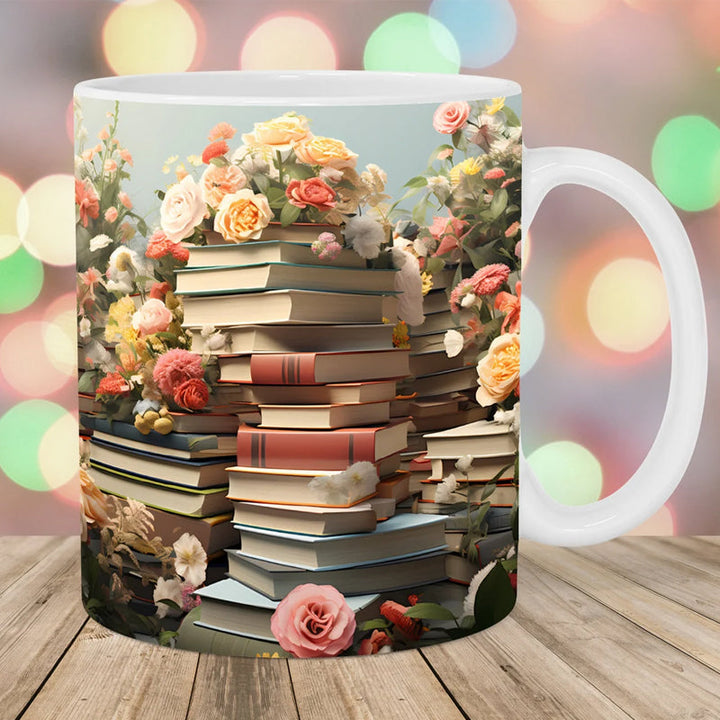 3D Artistic Coffee Cup Beautiful Floral - Gift for Book Lovers | Stornfield