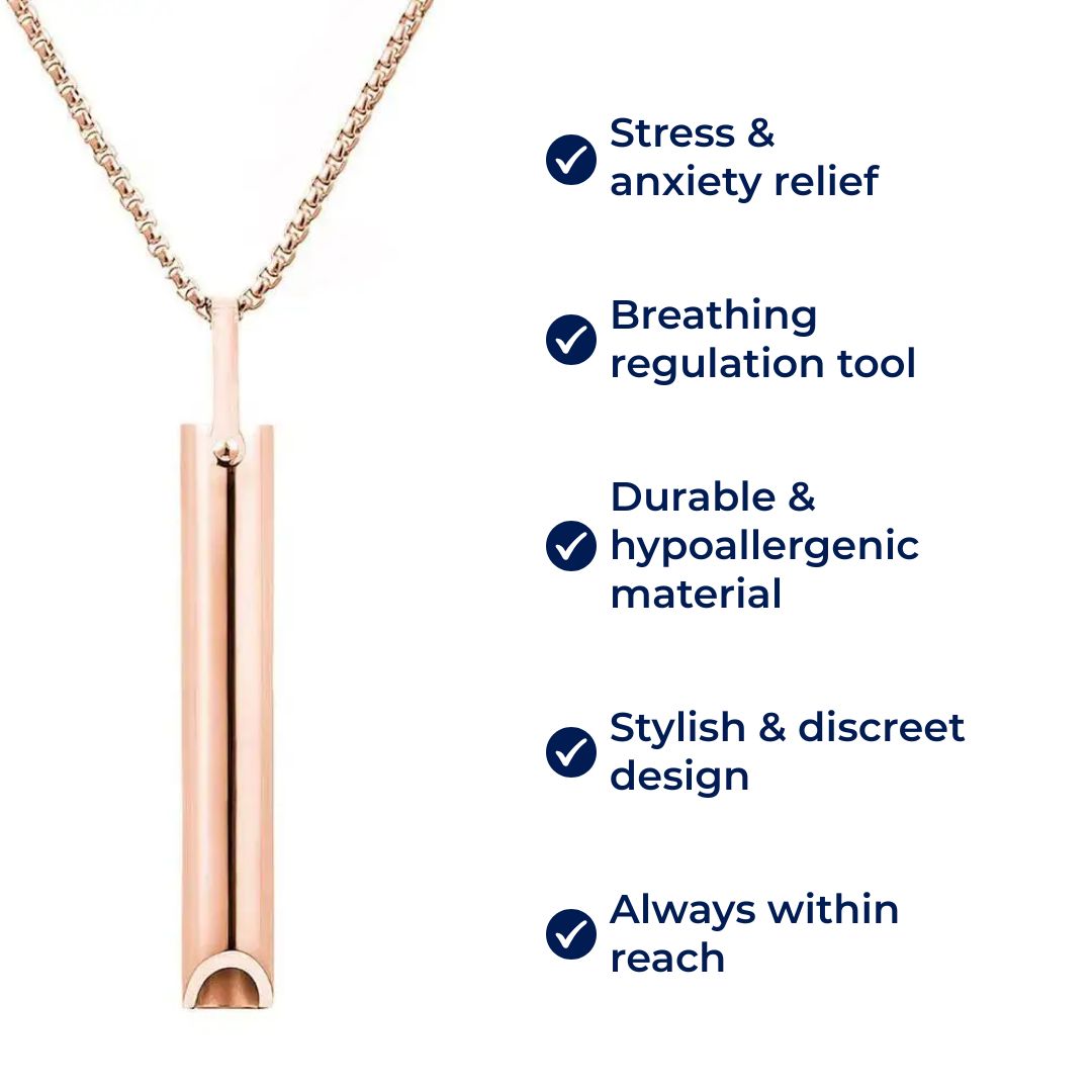 CalmAura | Breathing Necklace for Anxiety Relief – Stainless Steel – Stress Reduction – Mindfulness Aid for Adults Stornfield