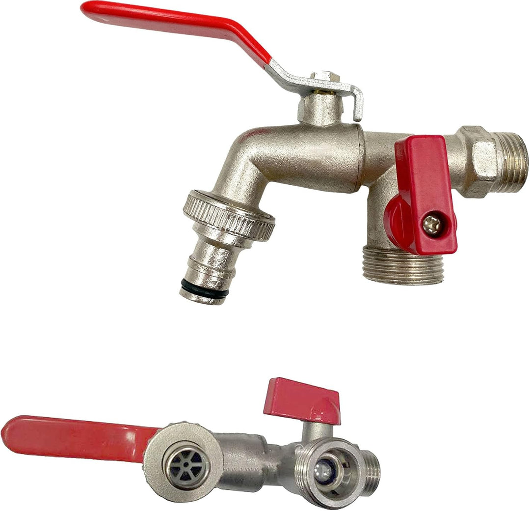 Double water tap stainless steel with 2 outlets | Stornfield