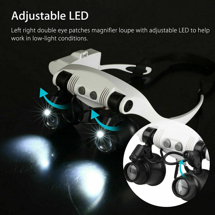 Stornfield | Head Magnifier Crown 8 Lenses LED Light Jeweler Glasses