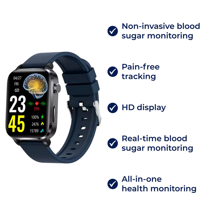 GlucoWell | Non-Invasive Smartwatch for Diabetes – Blood Glucose Monitor – HD Display – Painless Glucose Tracking for Adults Stornfield