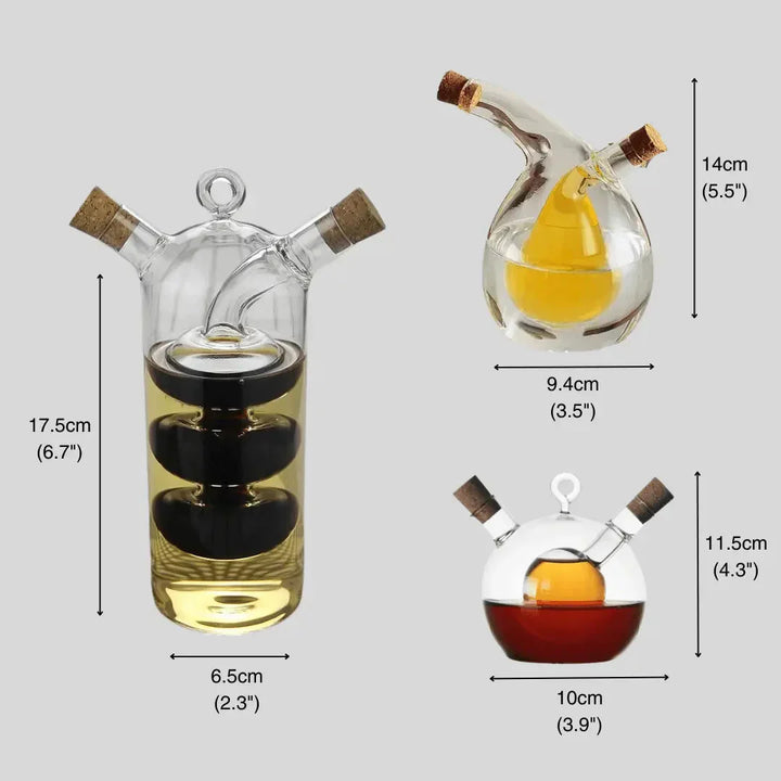 Stornfield | Oil & Vinegar Dispenser – Double Glass Bottle for Stylish Serving & Storing