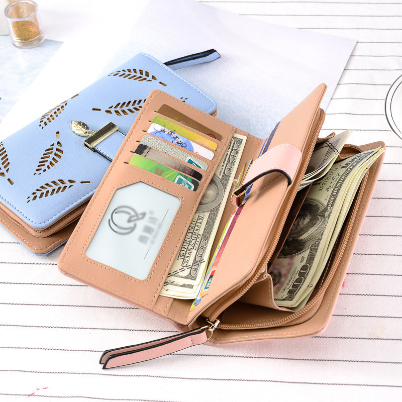 Ladies long wallet with leaf pattern | Stornfield