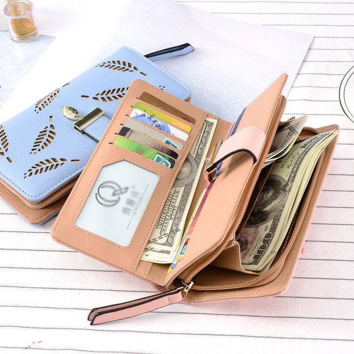 Ladies long wallet with leaf pattern | Stornfield