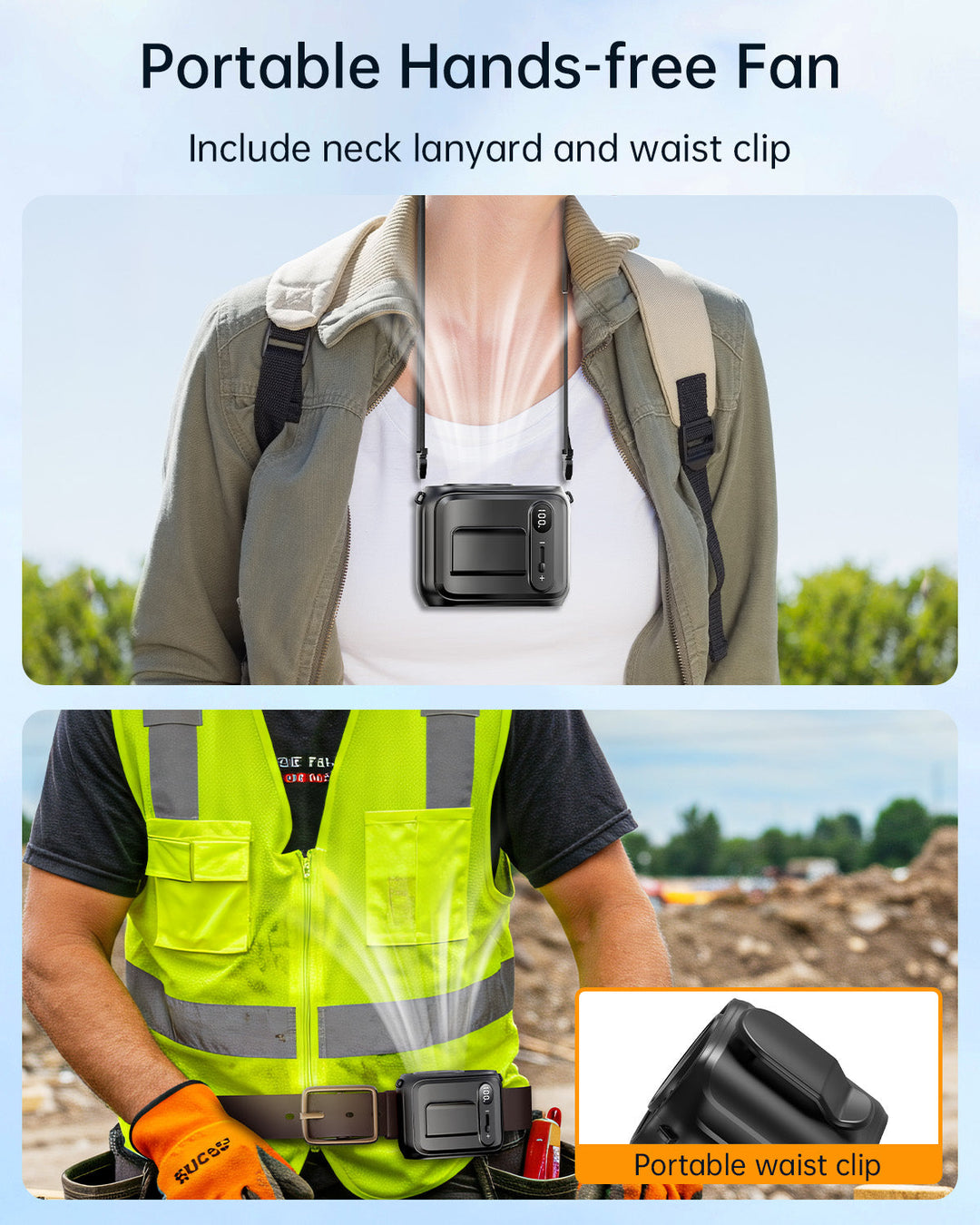 Waist Fan Hands-Free Personal Neck Fan for Outdoor Camping | Stornfield