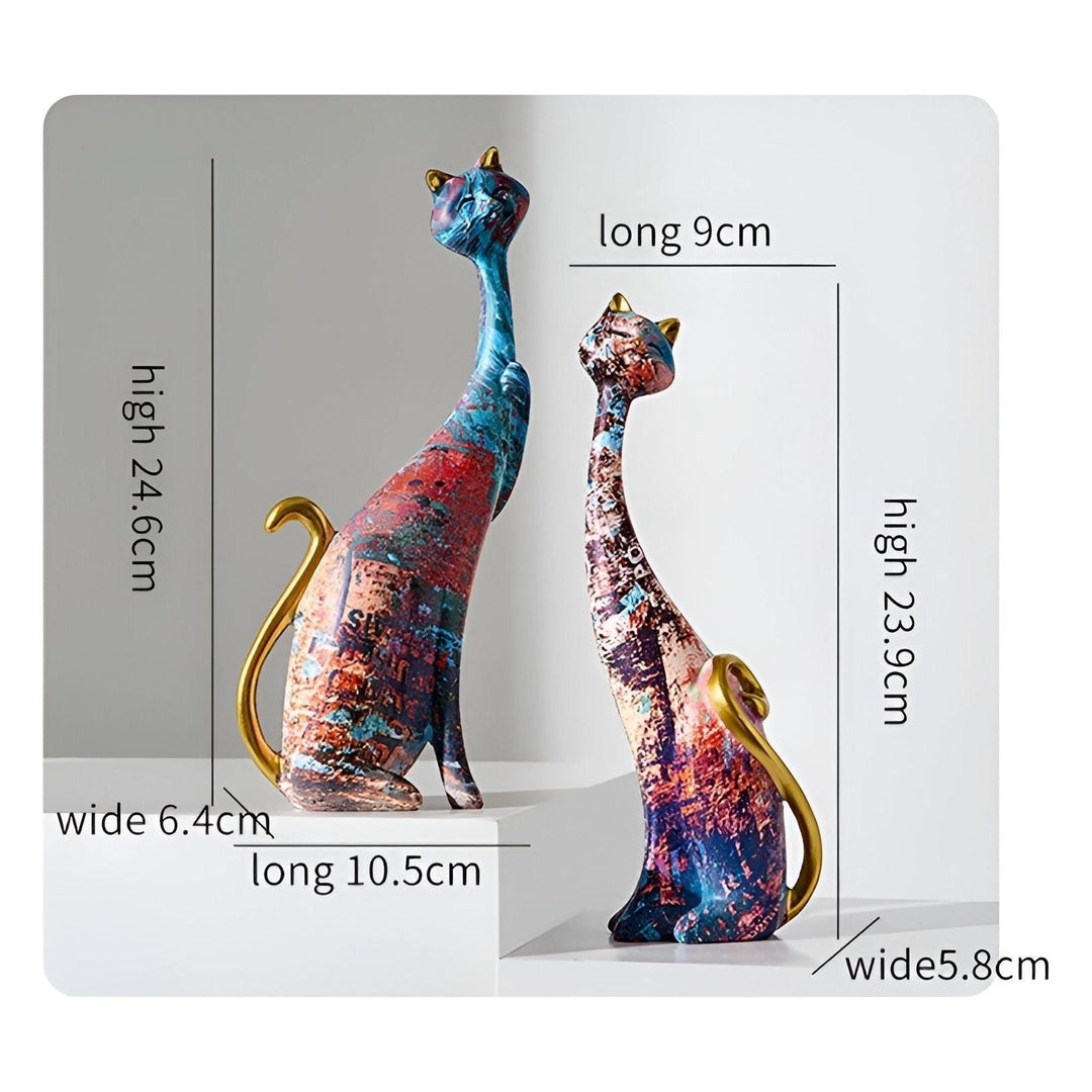 Sweet Lovers - Hand-painted Cat Couple Sculpture for Eternal Affection | Stornfield