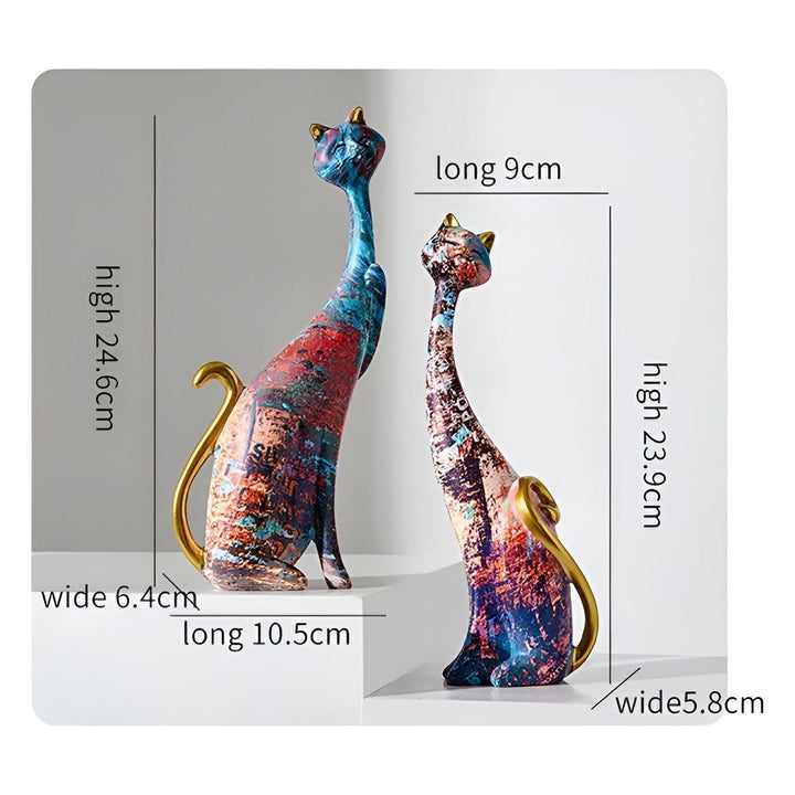 Sweet Lovers - Hand-painted Cat Couple Sculpture for Eternal Affection | Stornfield
