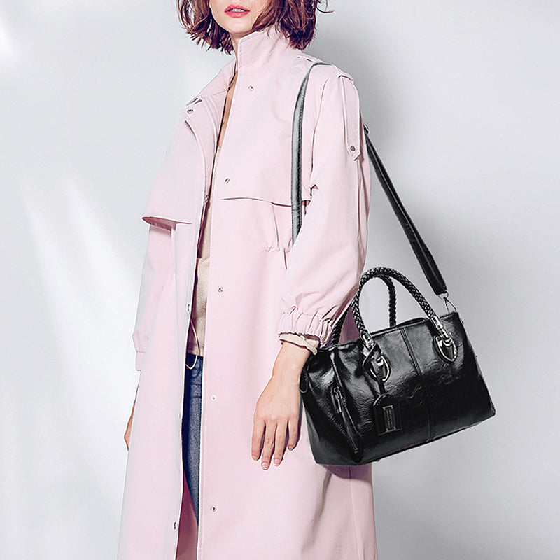 New handbags made of oil wax leather Boston, large tote bag made of soft leather | Stornfield