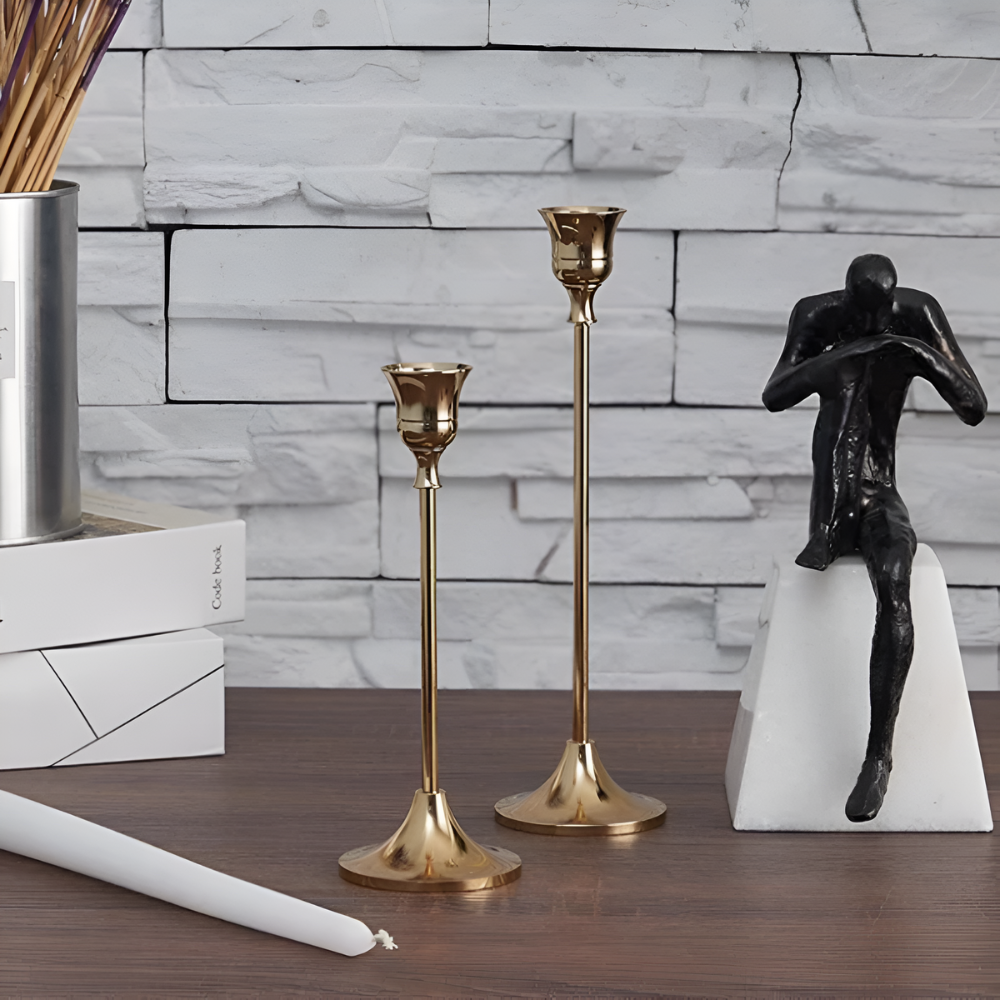 Gold Taper Candle Holder Set | Stornfield