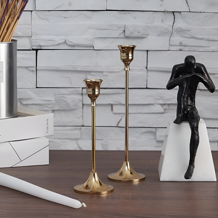 Gold Taper Candle Holder Set | Stornfield