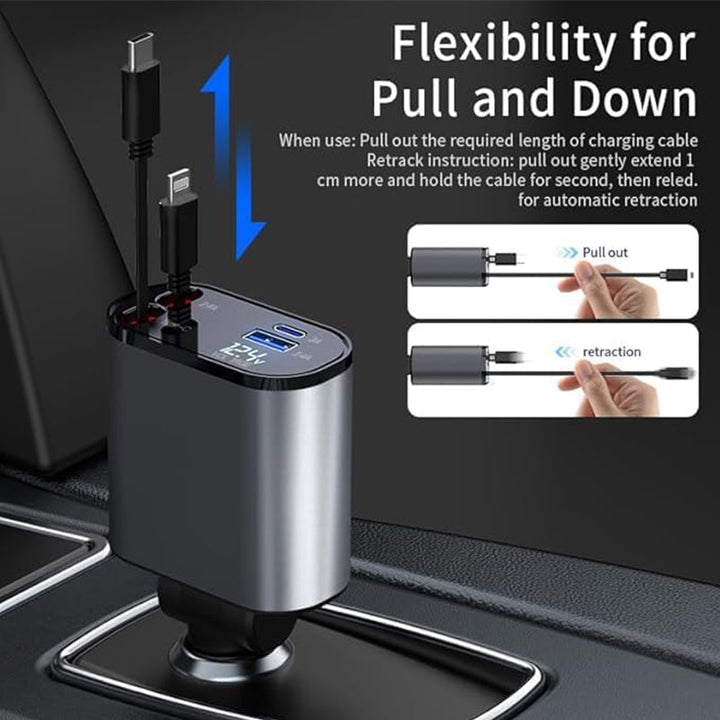 4-in-1 Car Charger with Retractable Cable | Stornfield