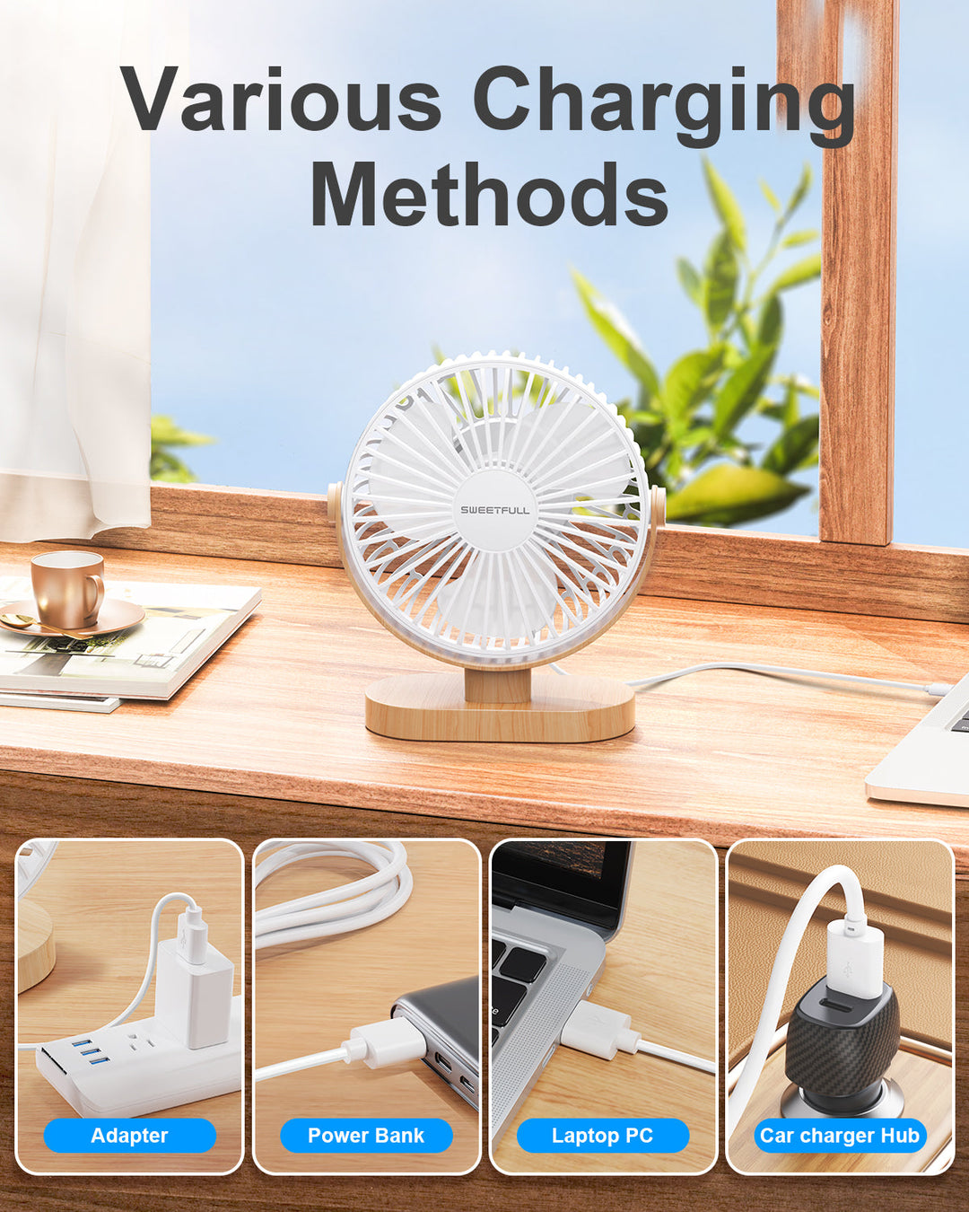 6.5 Inch USB Small Desk Fan for Home Office Car Outdoor Travel | Stornfield