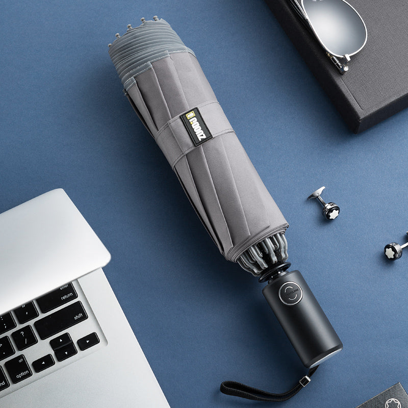 Stornfield | Windproof Reverse Folding Umbrella with LED, Auto Open/Close Design, Safe Reflective Tape & Sturdy 10 Ribs