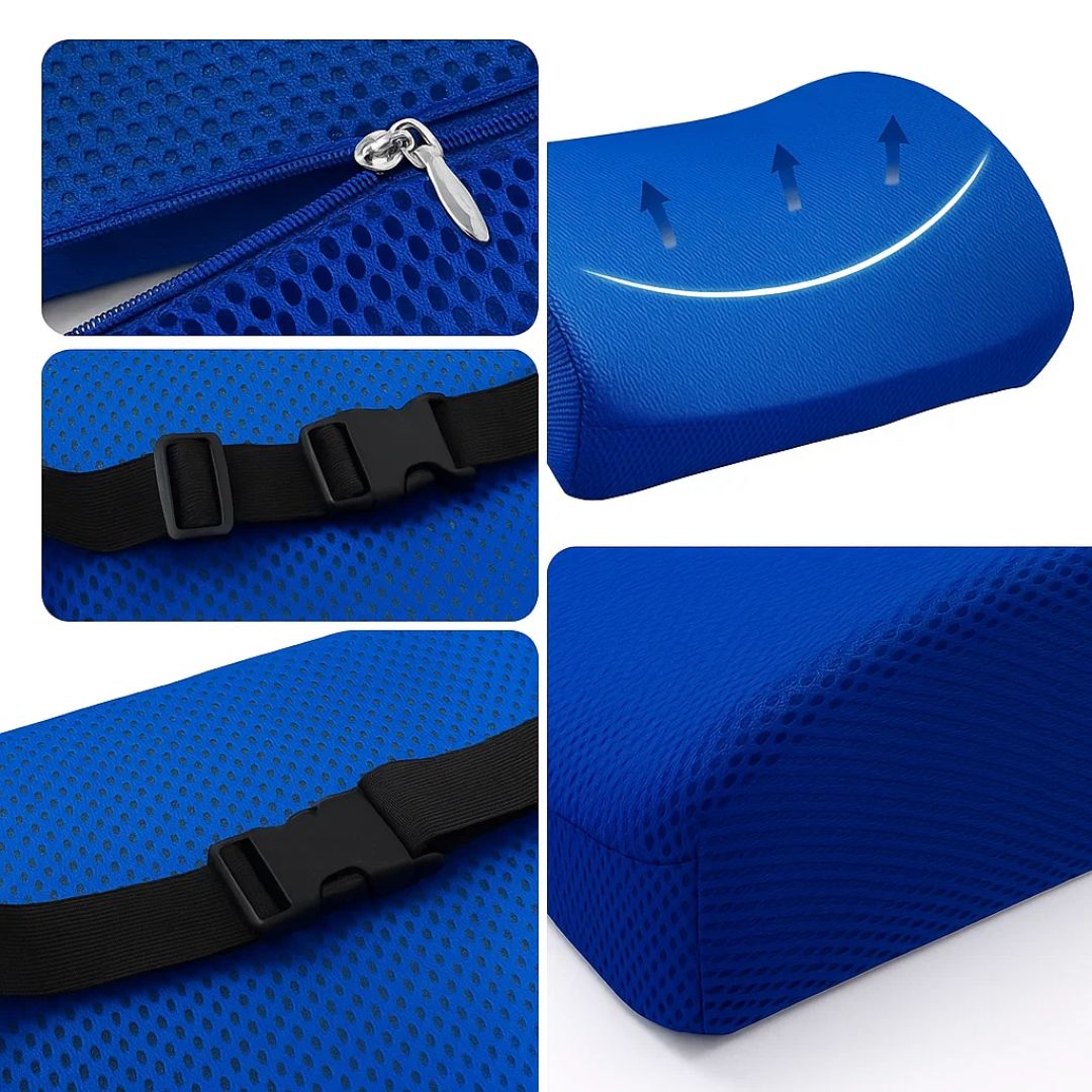 DriveEase | Car Lumbar Support Cushion - Memory Foam Relief - Breathable Mesh - Ideal for Journeys and Long Drives Stornfield