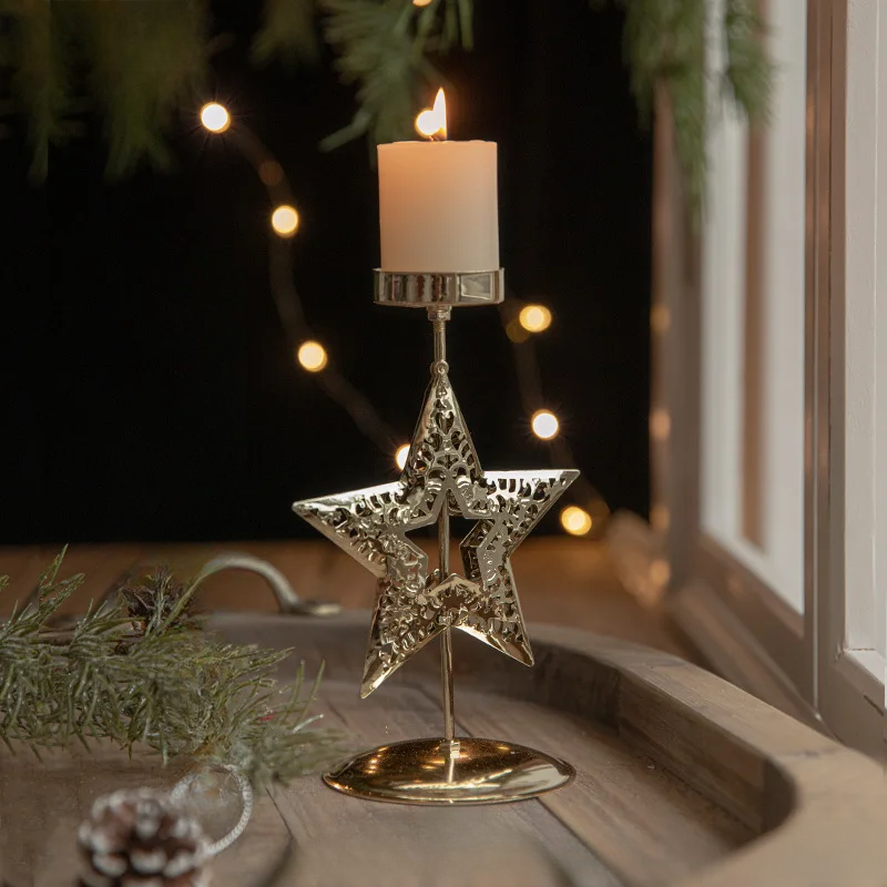 Christmas Candle Holders - Star and Christmas Tree Design for Festive Decoration | Stornfield