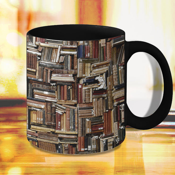 Stornfield | Bookshelf Ceramic Mug - Gift for Book & Cat Lovers