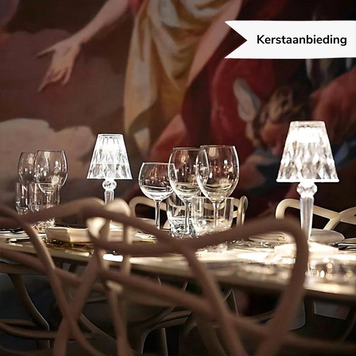 Stornfield | LuxeCrystal Lumière de Table Premium LED | Sans Fil | Éclairage Cristal Dimmer | Lumière d'Ambiance & Décoration