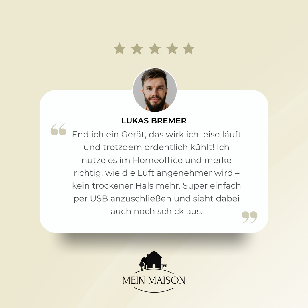 Airevo Air Cooler | Blade-less USB Fan | 6 Levels | Silent & With Timer | Air Humidification | Stornfield