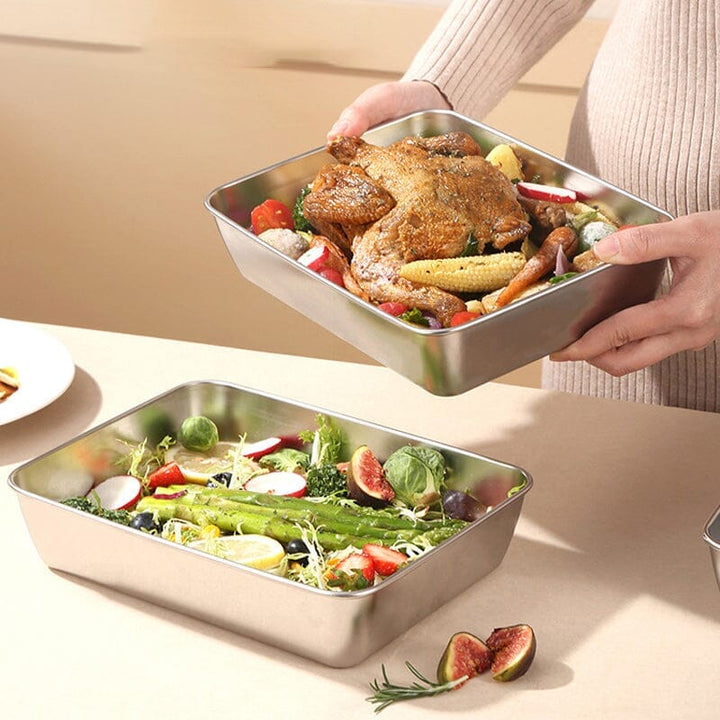 Stainless Steel Square Plate (With Lid) | Stornfield