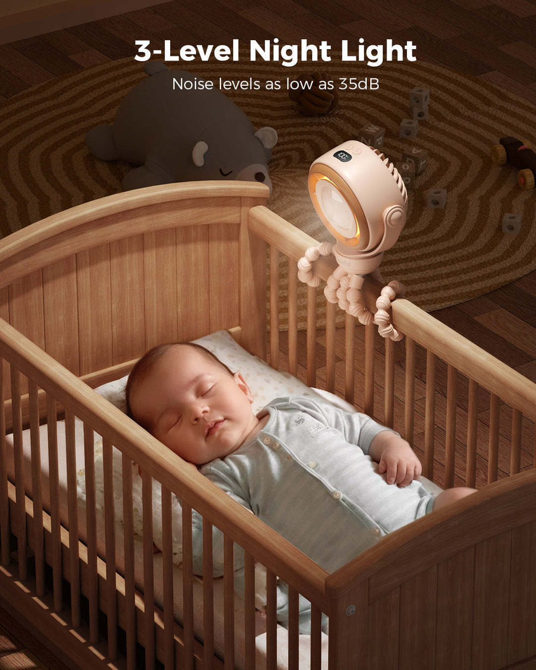 Baby Stroller Fan - 4000mAh Rechargeable 4-Speed | Stornfield