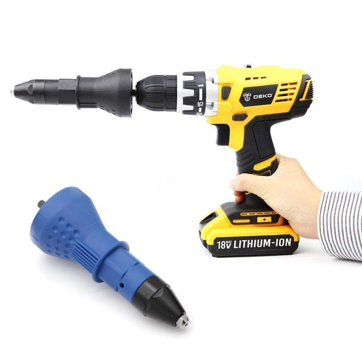 Removable rivet gun drill adapter | Stornfield