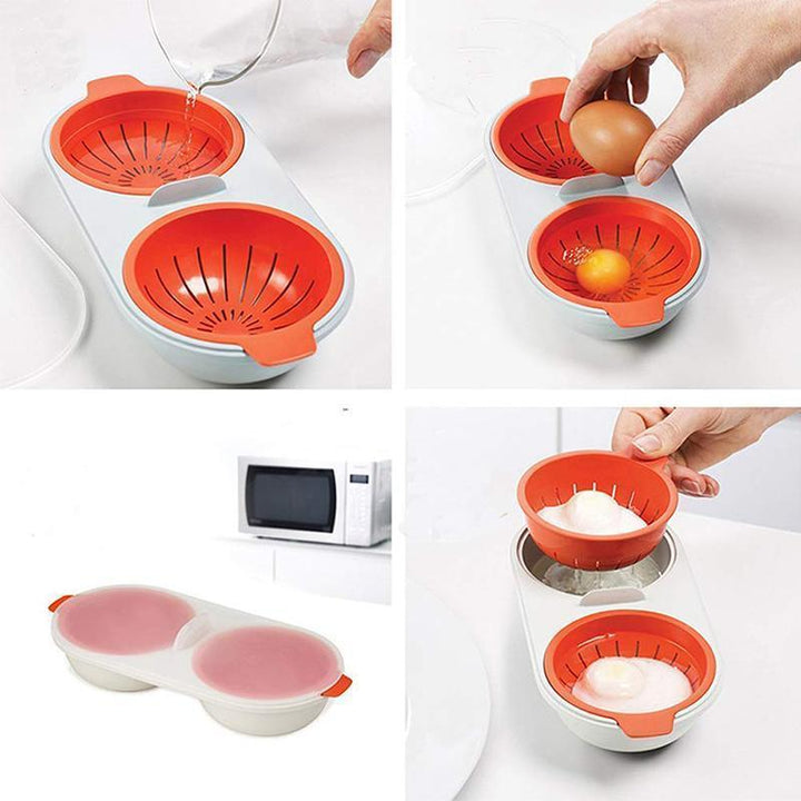 Microwave Egg Poacher Food Grade, 2-Cup Portable Egg Cooker | Stornfield