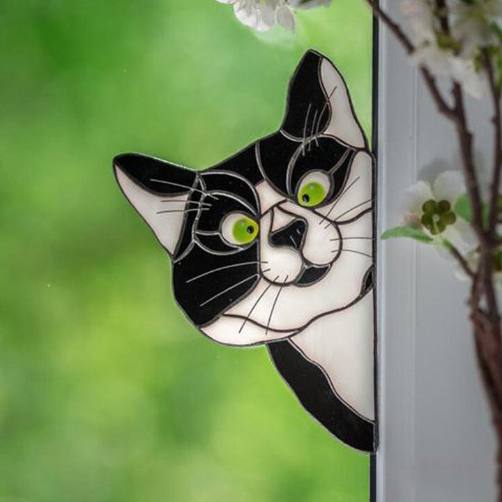 Handmade Stained Glass Cat Suncatcher for Window | Stornfield