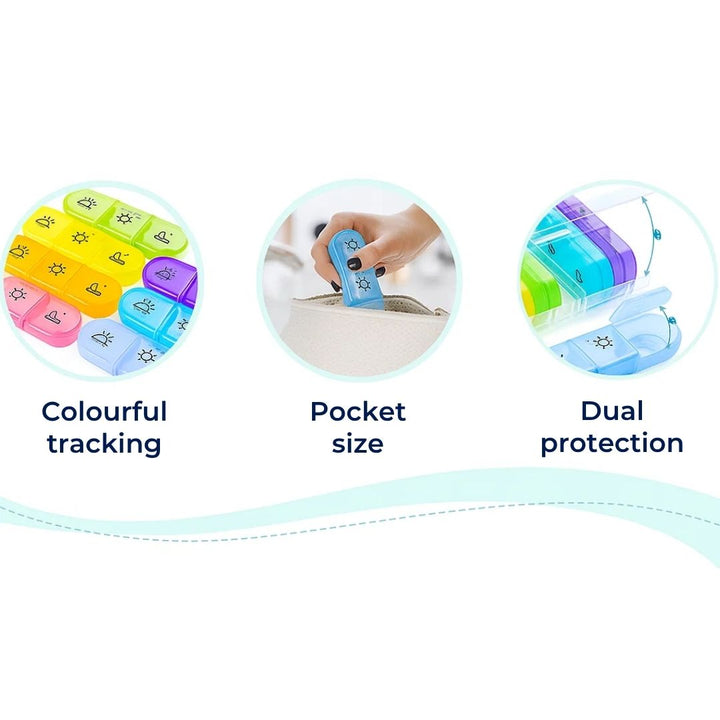 MediTrack | Weekly Pill Organizer – Improves Medication Adherence - Easy‑Open Large Compartments – BPA‑Free Durable – Travel & Seniors Stornfield