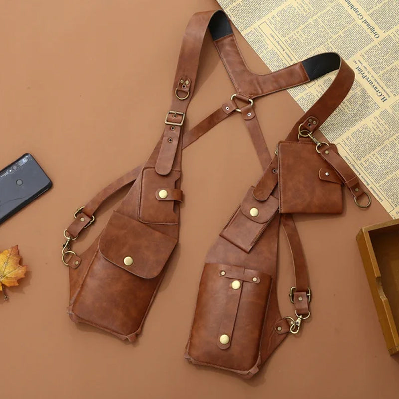Medieval Steampunk shoulder bag with retro strap | Stornfield