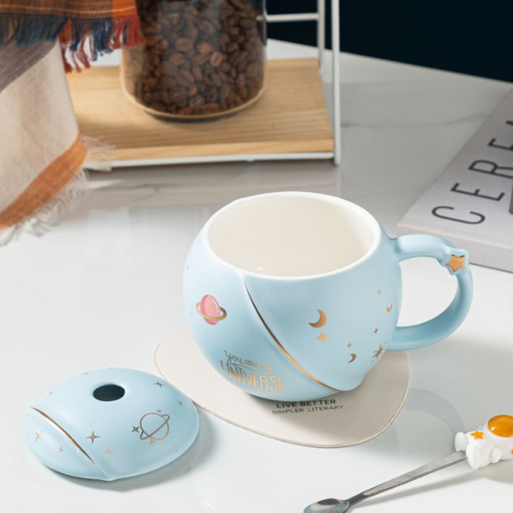 Creativity Ceramics Astronaut Planet Cups with Lid and Spoon | Stornfield