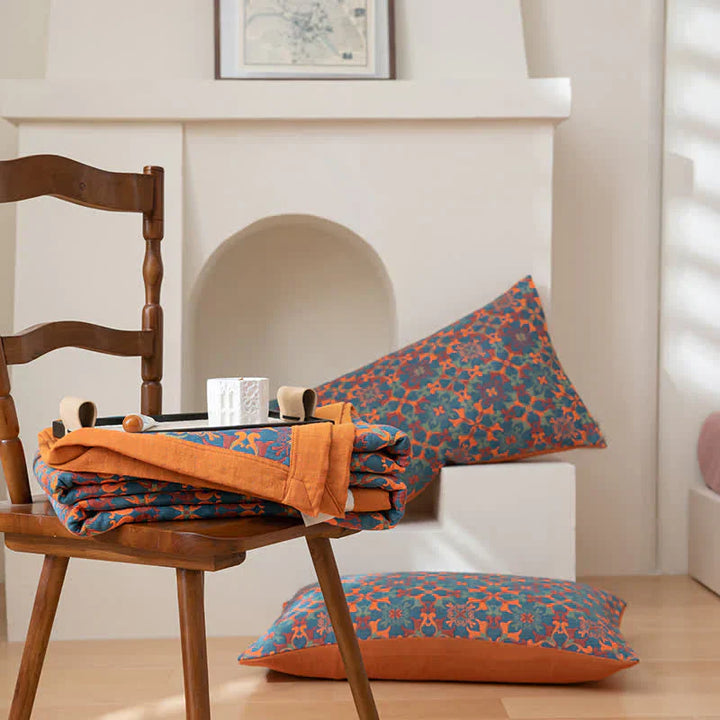 Stornfield | & Blue Pattern Six-Layer Cotton Quilt - TerraLoom