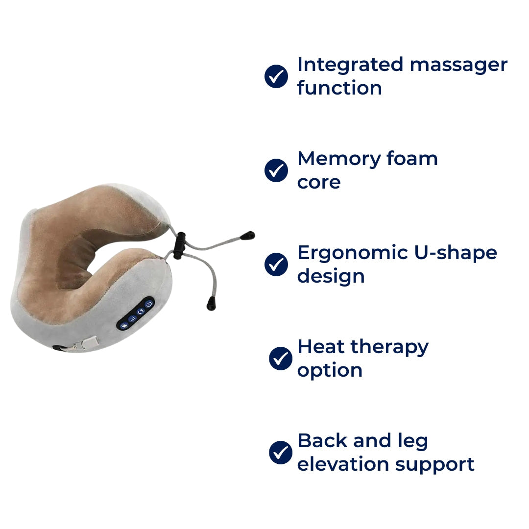 Eleviva | U-Shaped Massage Pillow – Memory Foam Travel Pillow – Elevation – Back Support – Snoring – Legs – Stornfield Relaxation Bowl