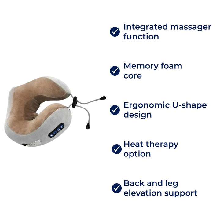 Eleviva | U-Shaped Massage Pillow – Memory Foam Travel Pillow – Elevation – Back Support – Snoring – Legs – Stornfield Relaxation Bowl