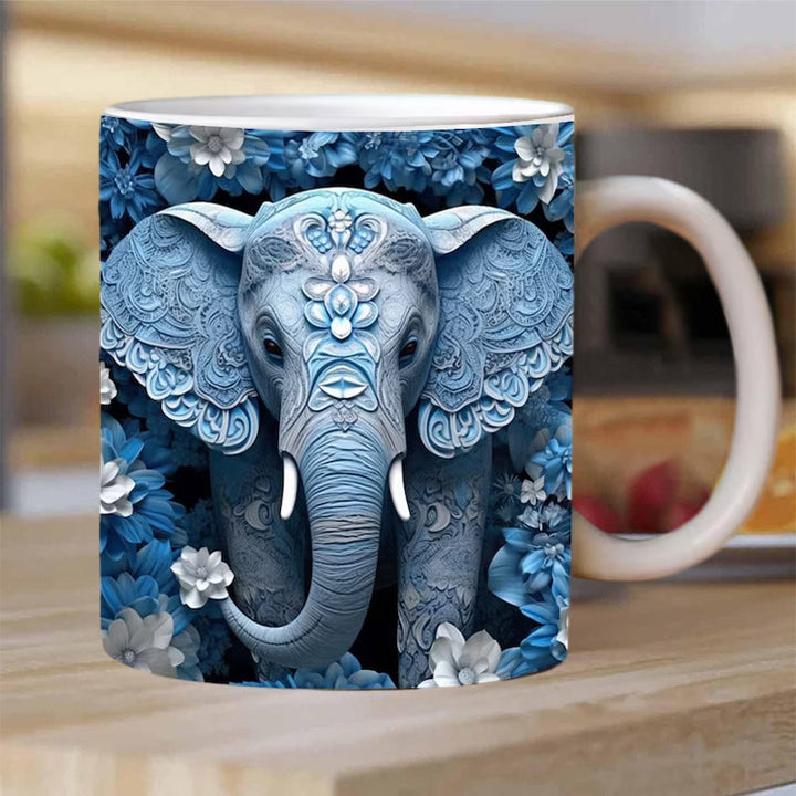 3D Elephant Flowers Mug | Stornfield