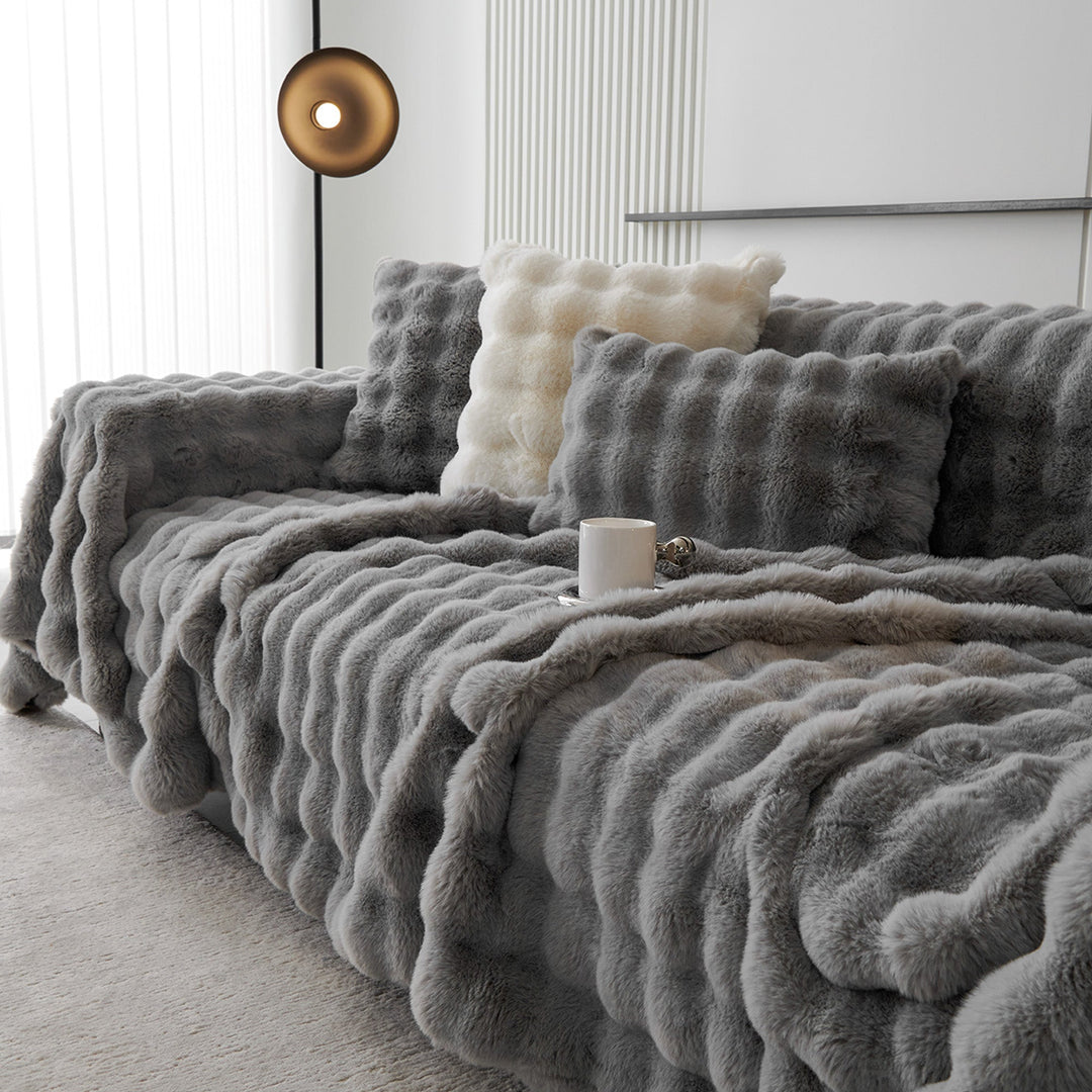 Luxe Ripple Faux Fur Sofa Cover - Modern, Stylish & Durable Sofa Protection | Stornfield