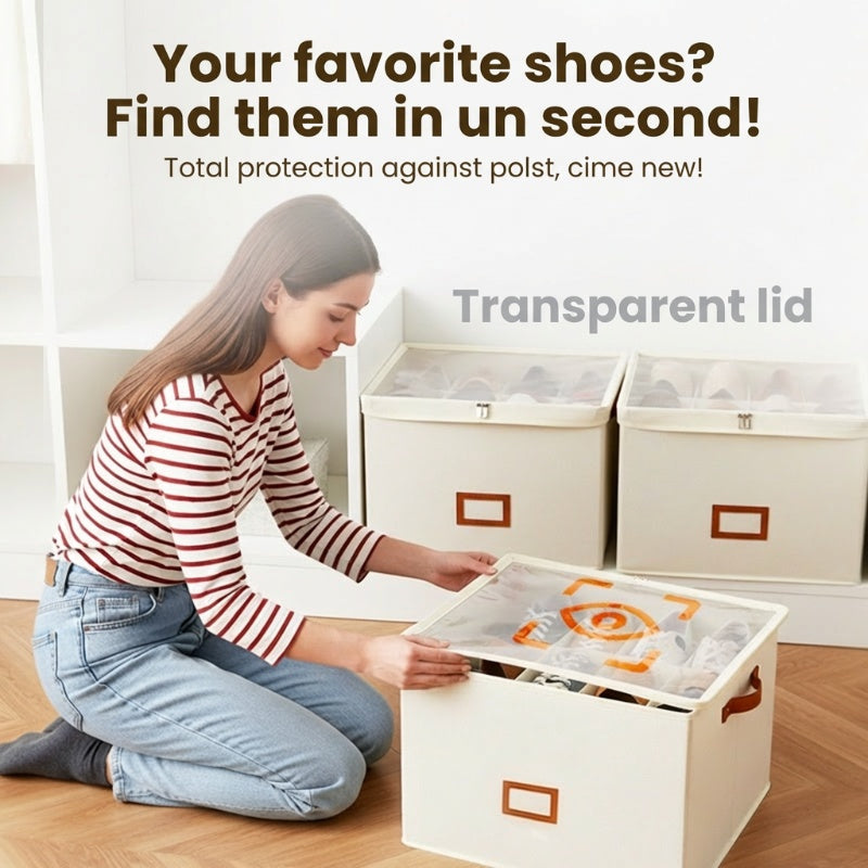 Foldable shoe box made of fabric with lid | Stornfield