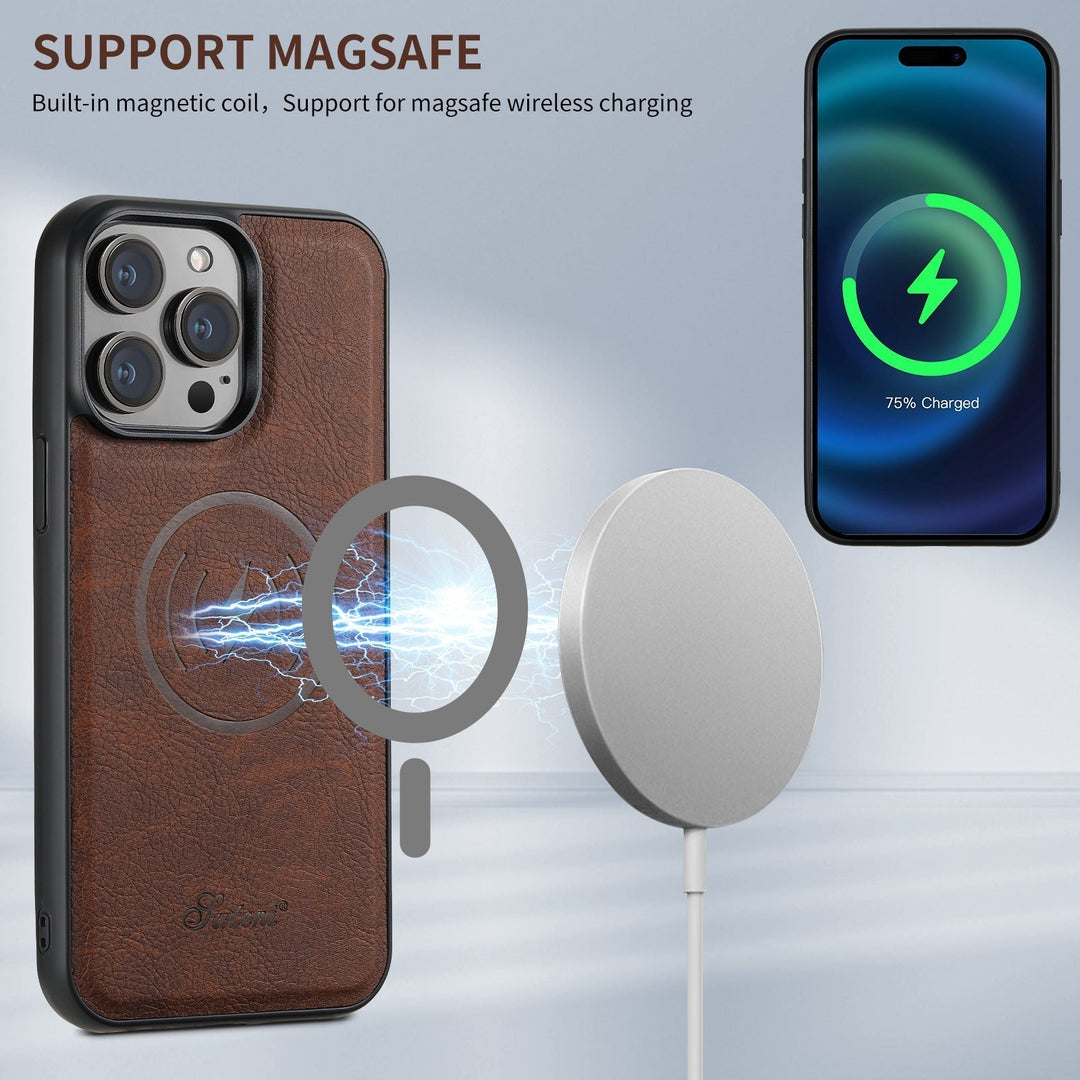 Stornfield | Étui en cuir pour téléphone avec porte-cartes et compatibilité MagSafe