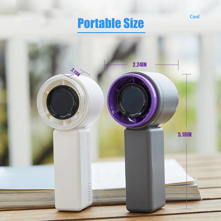 Compact High-Speed Handheld Fan with Digital Display - USB Rechargeable, 5 Speeds | Stornfield