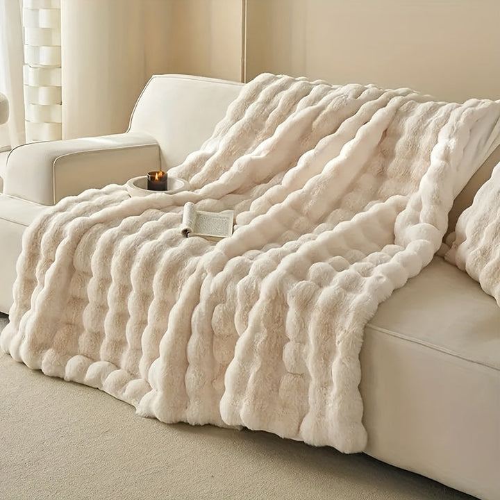 Faux Rabbit Fur Fleece Stornfieldanket – Luxury Warm Couch Stornfieldanket for Napping and Air Conditioning | Soft and Thick Stornfieldanket | Stornfield