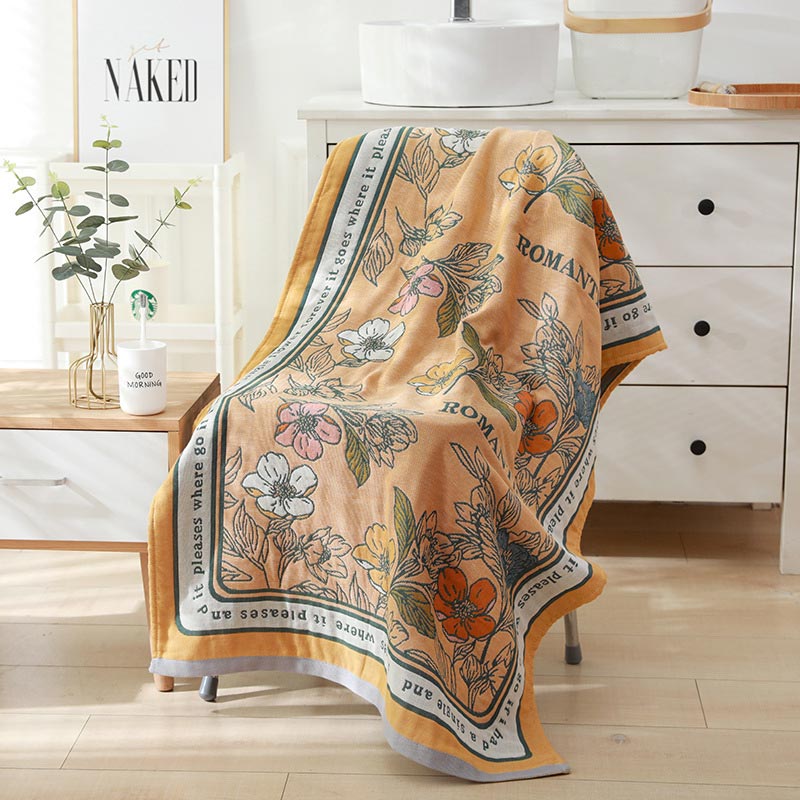 Flower Mixed Color Reversible Cotton Bath Towel | Stornfield