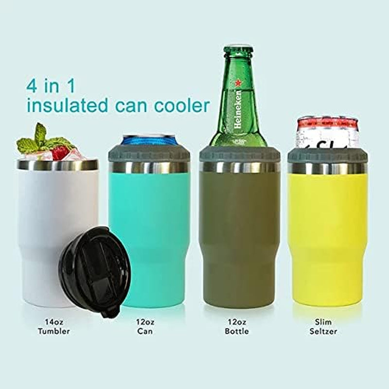 Stornfield | 4-in-1 Stainless Steel Can/Bottle Thermos, 14 Oz Dual-Purpose Lid, Insulated SUS Can Cooler, Beer Bottle Holder (Black)