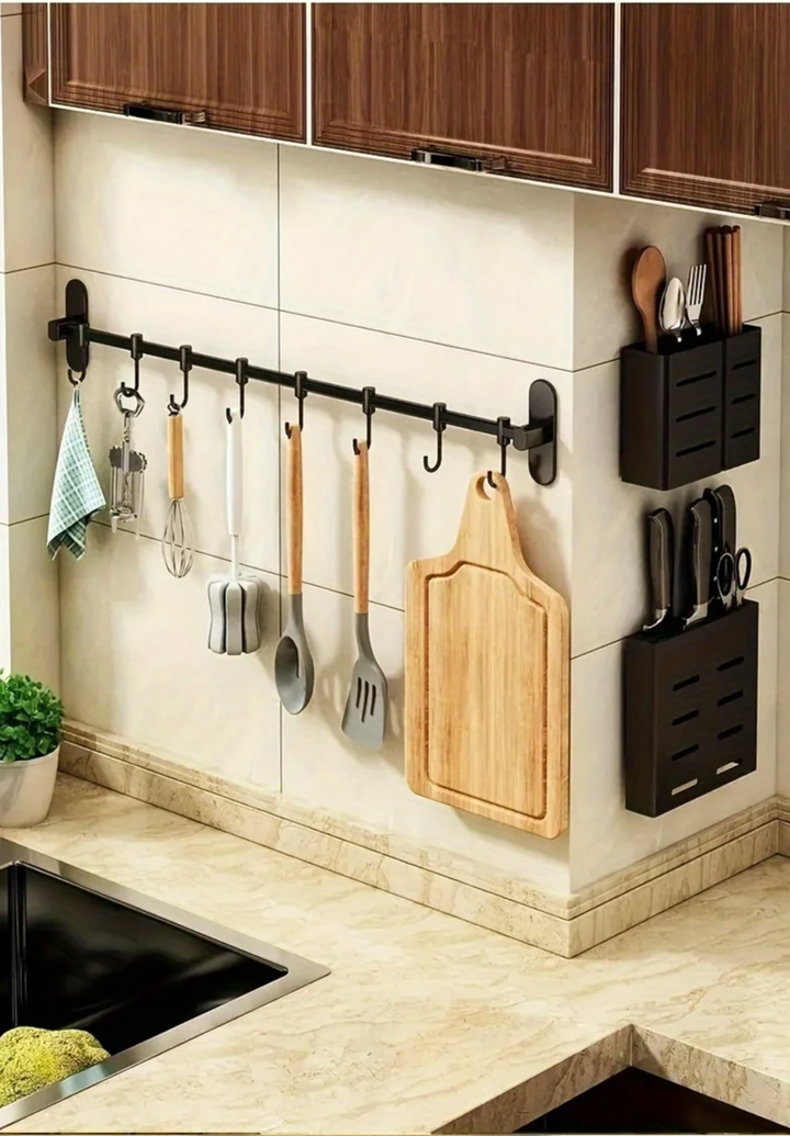 CookEase Kitchen Wall Shelf – Multifunctional Organizer for Lids, Spatulas & Kitchen Utensils Stornfield